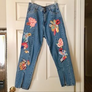 Zara floral jeans